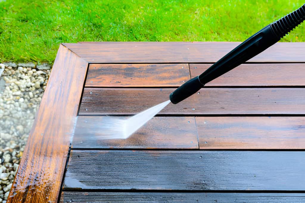 pressure wash a deck