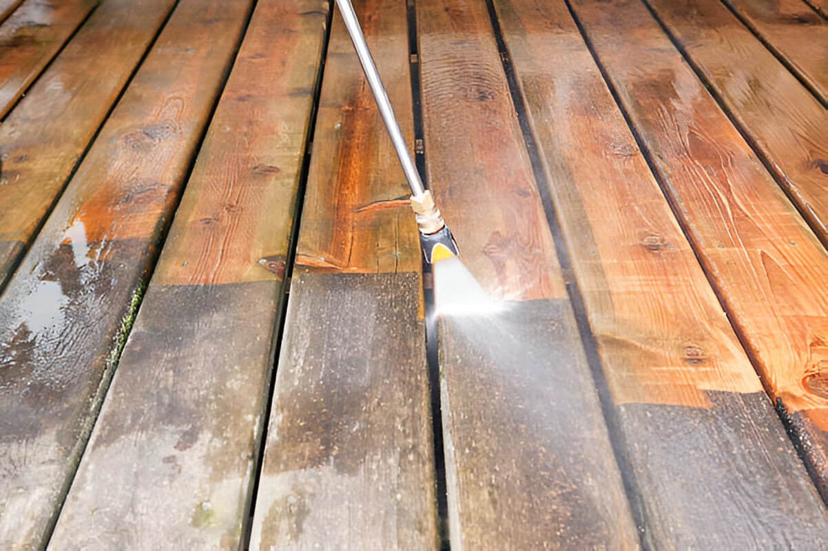 pressure wash a deck