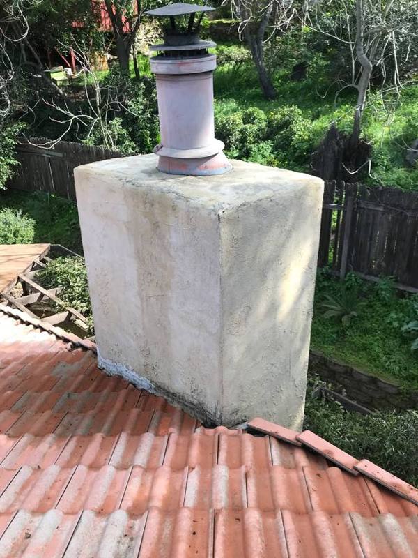 Stucco chimney after cleaning