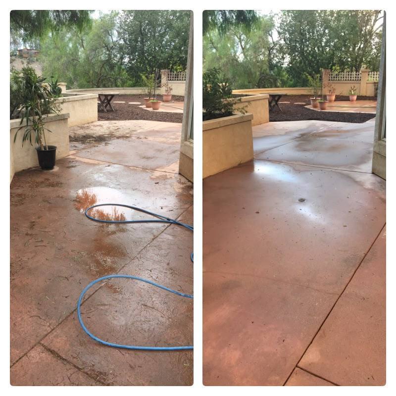 Stained patio, then clean