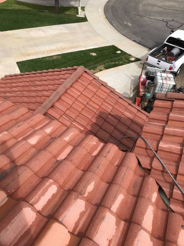Soft washing a tile roof